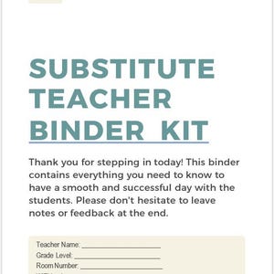 Editable Substitute Teacher Binder | Printable Sub Binder Kit | Calm Classroom Forms for Daily Sub Plans