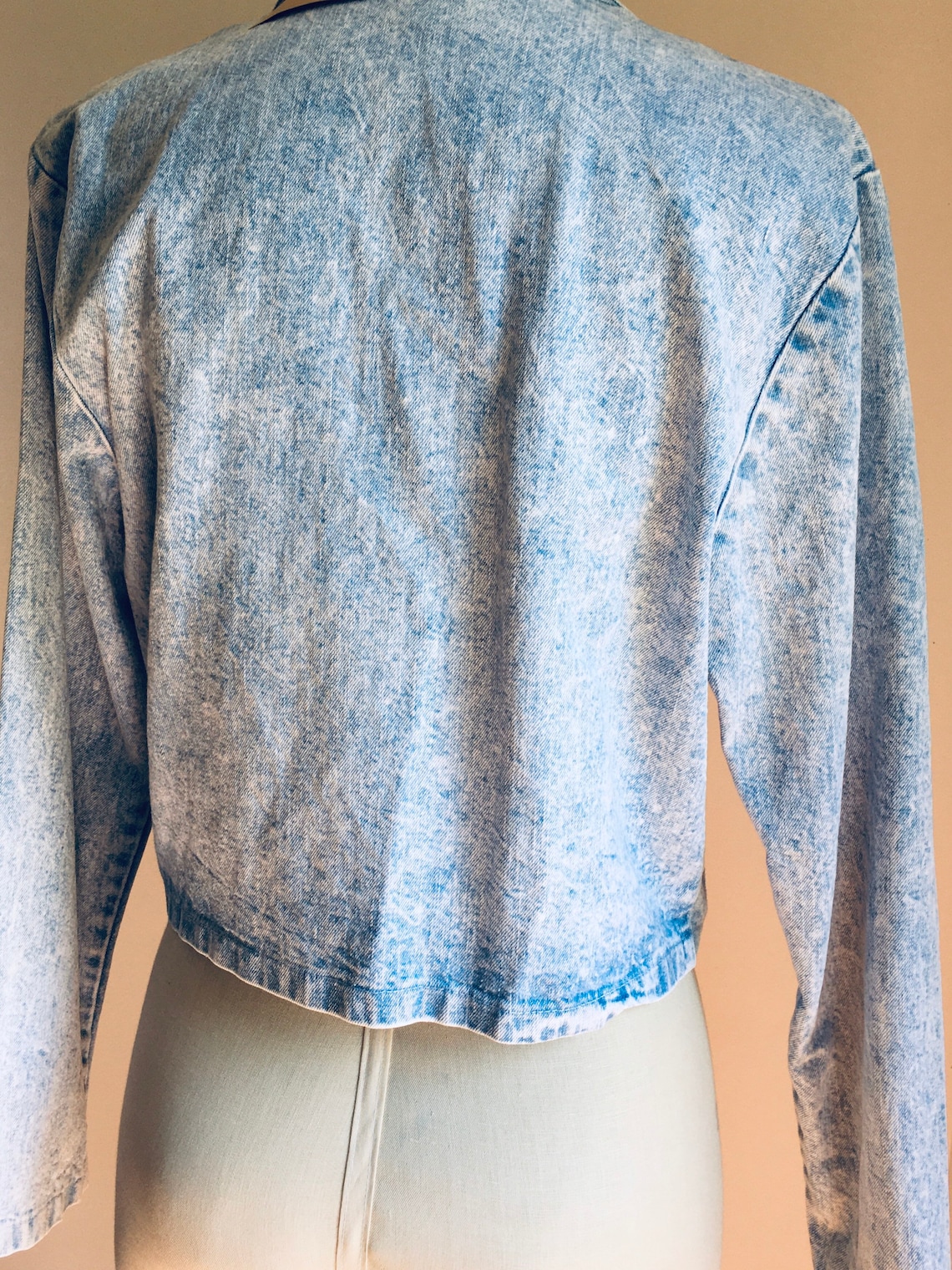 Light denim bolero jacket with gold studs and rhinestones | Etsy