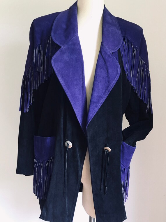 Fringed suede blazer jacket