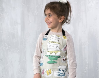 Kids Aprons -  Mother Daughter Aprons - Cupcake Theme Gifts for Kids - Personalized Aprons - Cupcake Print Apron - Toddler Aprons