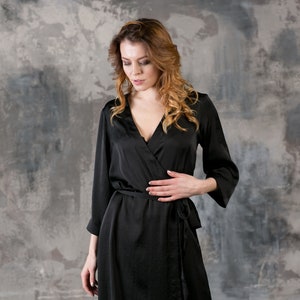 Black Robe Long Black Robe Long Robe Black Satin Robe - Etsy