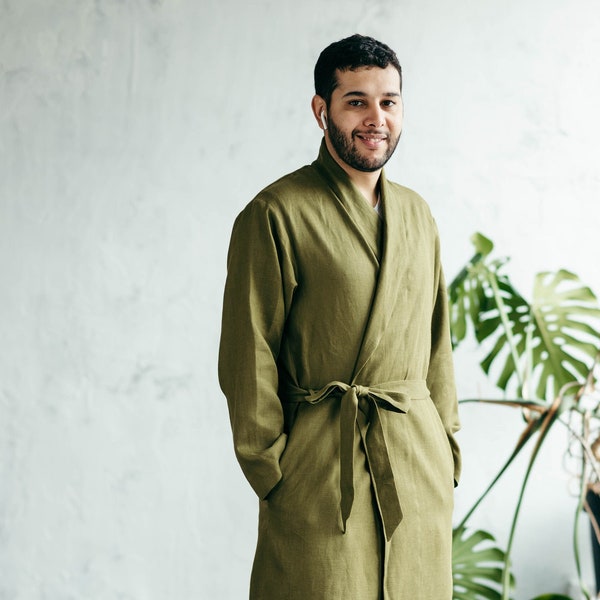 Mens Robe, Linen Robe, Womens Robe, Dressing Gown, Bathrobe for Men, Gift for Men, Linen Loungewear, Gift for Couple, 4th Wedding