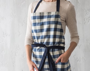 Delantal de cocina - Delantal Gingham - Delantal para hornear - Cocina de granja - Delantal de mujer - Delantal para hombres - Artista Smock - Delantal a cuadros Cottagecore