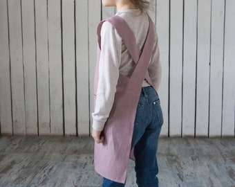 Robe salopette croisée en lin pour enfant | Tablier japonais sans attache, Art Smock