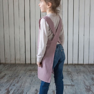 Kids Aprons - Linen Japanese Apron - Linen Pinafore - Crossover Apron for Women and Children