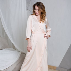 Long Bridal Robe - Long Bridesmaid Robe - Wedding Robe - Kimono Dressing Gown - Bridal Party Robe - Maid of Honor Robe - Bridal Party Gifts