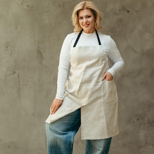 Unisex Linen Split Leg Apron with Pockets | Artisan Apron for Pottery, Baking, Florists & Artists
