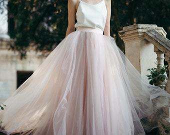 Wedding Skirt, Long Tulle Skirt, Blush Tulle Skirt, Bridal Skirt, Maxi Bridesmaid Skirt, Photoshoot Skirt, Pink Tutu Skirt, Ombre Skirt