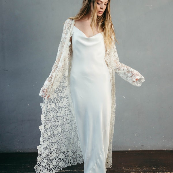 Long Boho Kimono - Festival Wedding - Festival Kimono - Lace Festival Outfit - Bridal Separates - Boho Velvet Duster Jacket - Burnout Kimono