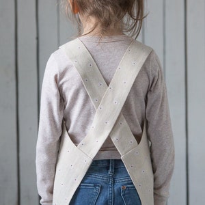 Kids Pinafore Apron - Kids Apron - Pinafore for Child - Natural Linen Pinafore - Cross Back Apron - Japanese Apron - Birthday Gift for Kids