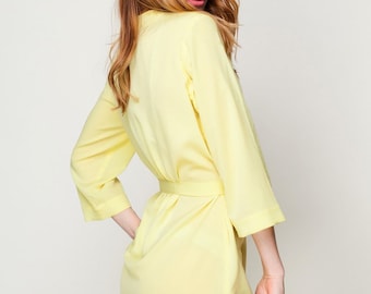 Bridesmaid Robes - Yellow Kimono - Ladies Dressing Gown - Lemon Yellow - Yellow Wedding Robes - Bridal Party Robes - Sheer Kimono Robe