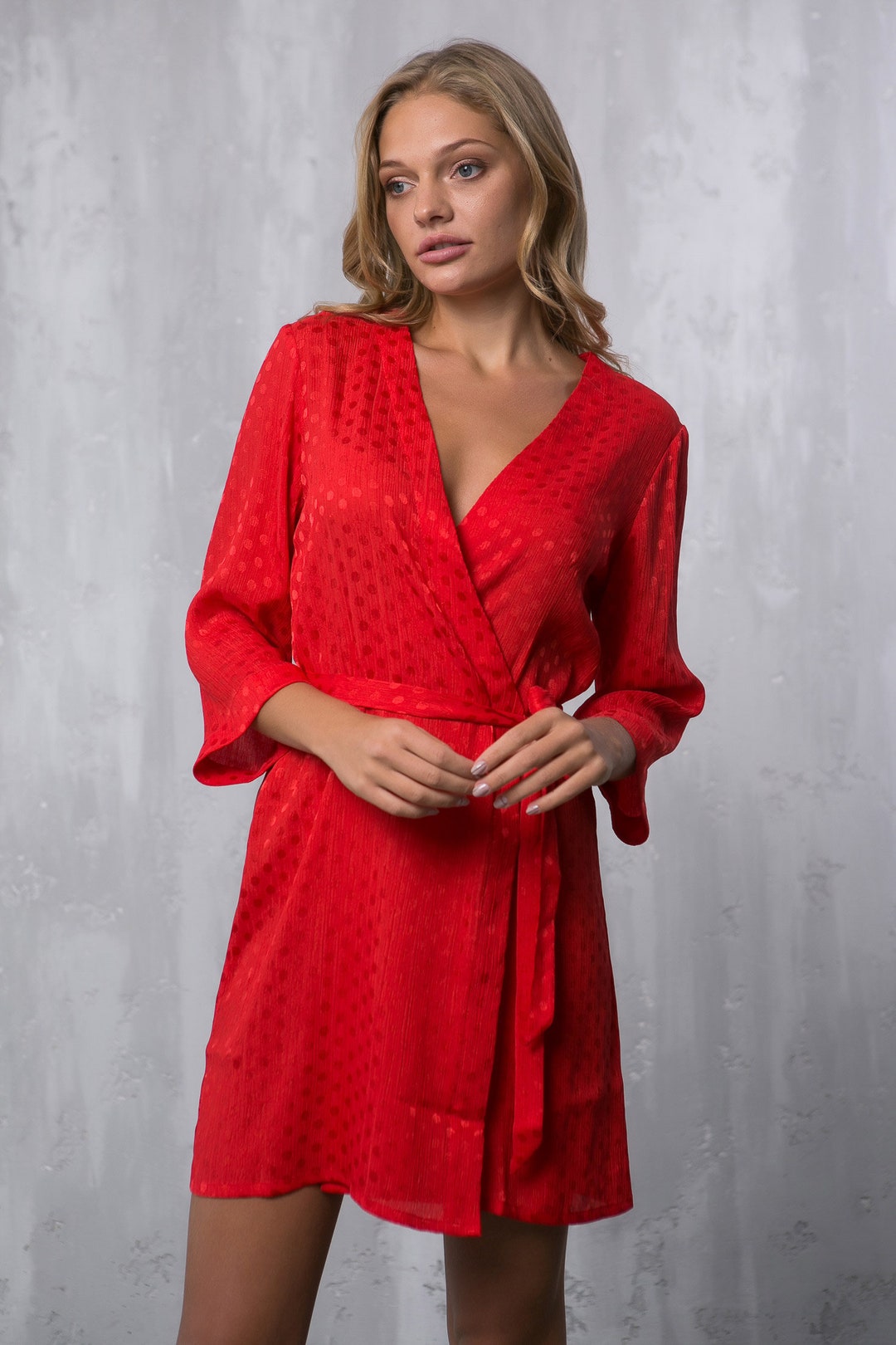 Red Robe, Bridesmaid Robe, Luxury Robe, Bridesmaid Gifts, Kimono