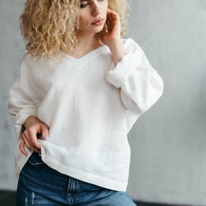 White Linen Shirt - Linen Shirt for Women - Linen Top - White Shirt - Summer Shirt - Casual Loose Linen Shirt - Linen Blouse