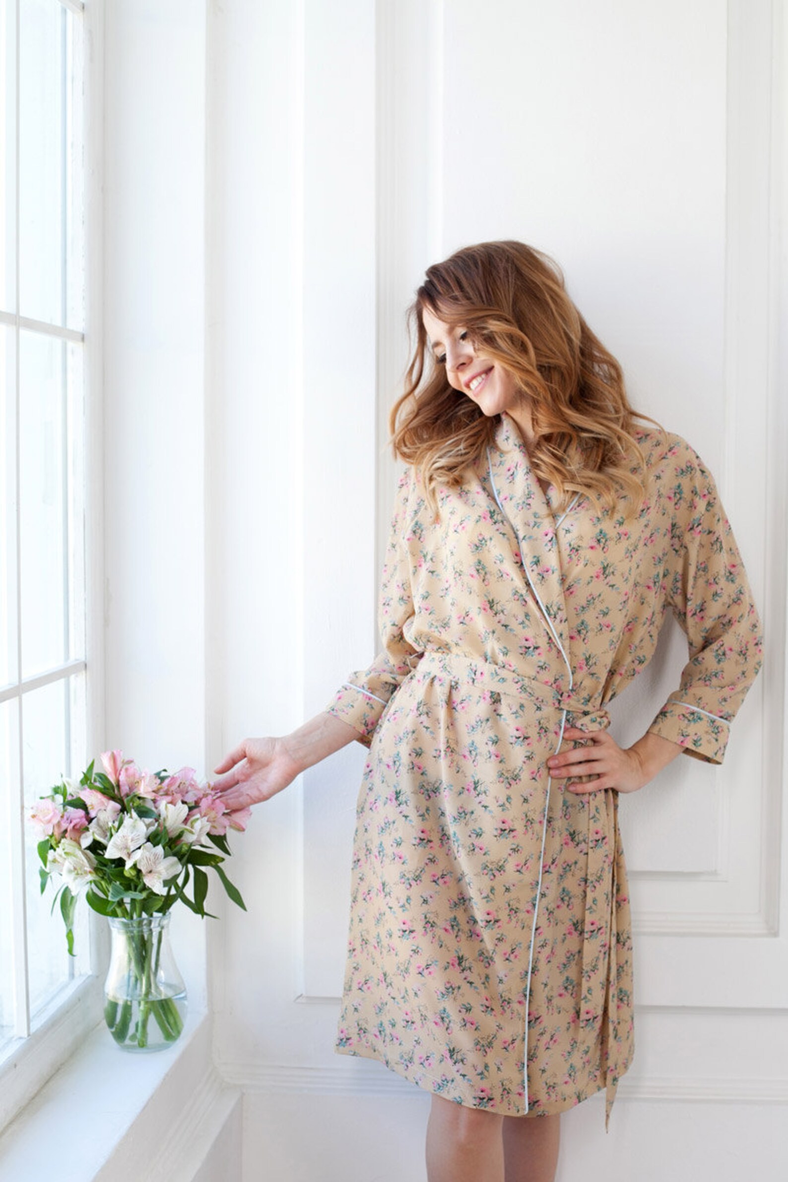 Floral Dressing Gown Dressing Gown Women Floral Robe Satin Etsy UK