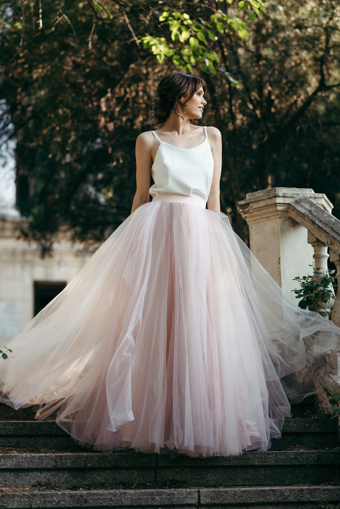 Wedding Skirt, Long Tulle Skirt, Blush Tulle Skirt, Bridal Skirt