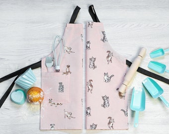 Kids Apron - Toddler Apron - Dog Apron - Cat Apron - Matching Aprons - Gifts for Kids - Gift for Toddler Girl