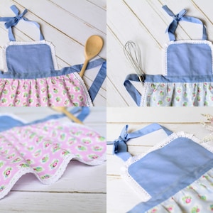 Cute Aprons Kids Aprons Apron for Toddler Handmade Apron for Girls Matching Aprons Birthday Gift for 2 year old image 9