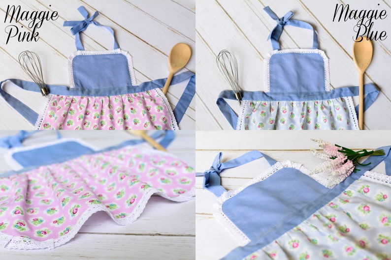 Cute Aprons Kids Aprons Apron for Toddler Handmade Apron for Girls Matching Aprons Birthday Gift for 2 year old image 9