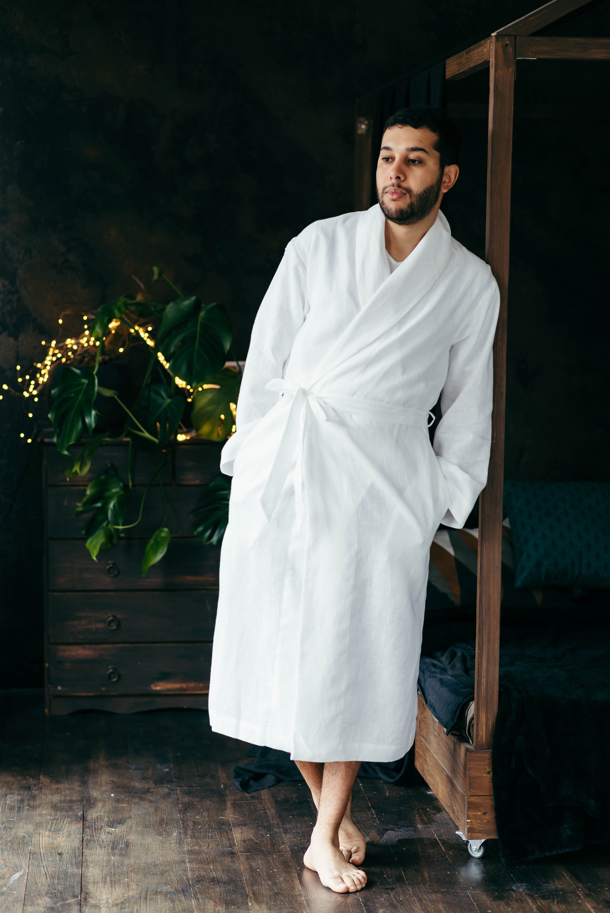 Mens Robe Linen Robe Womens Robe Dressing Gown Bathrobe Etsy