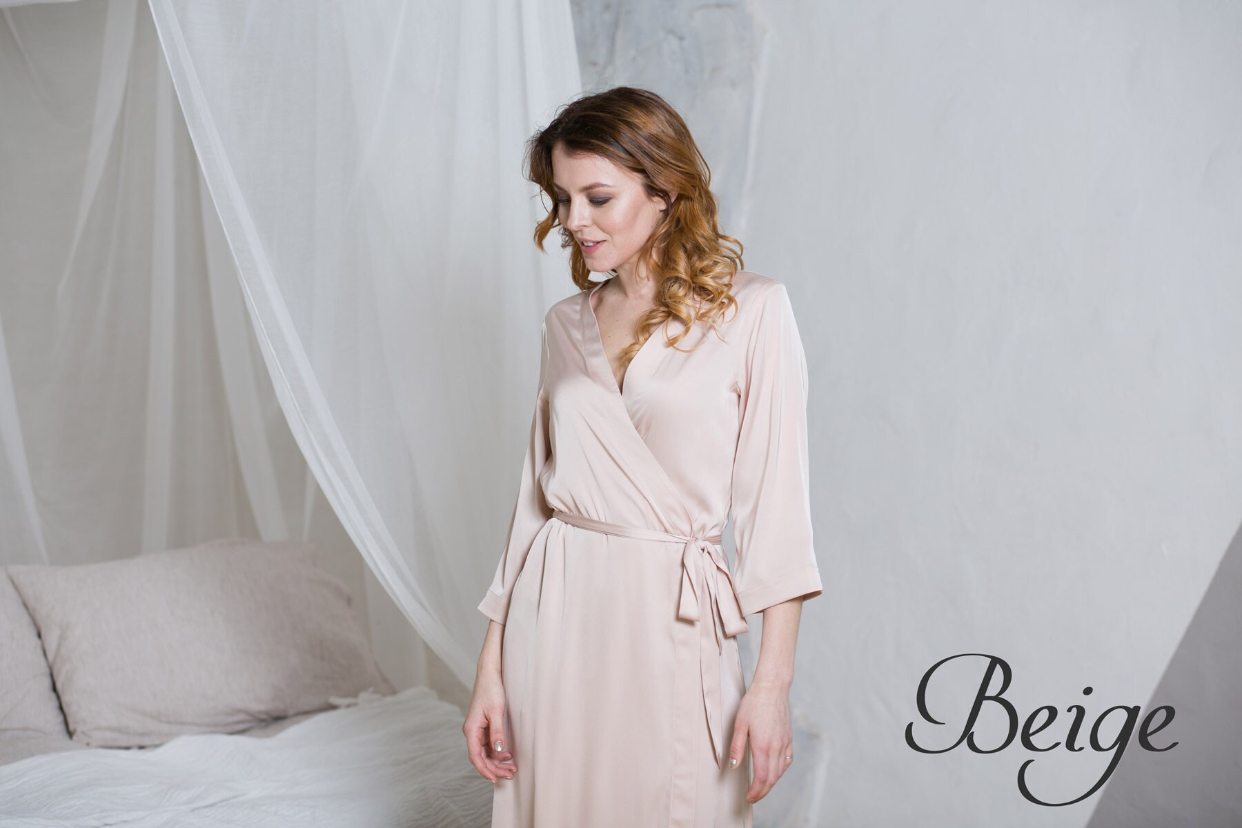 Ivory Satin Robes, White Bridal Lace Robe, Cream Bridesmaid Robe, Lace Dressing  Gown, Beige Lace Ankle Robe, Full Length Bridal Party Robe - Etsy