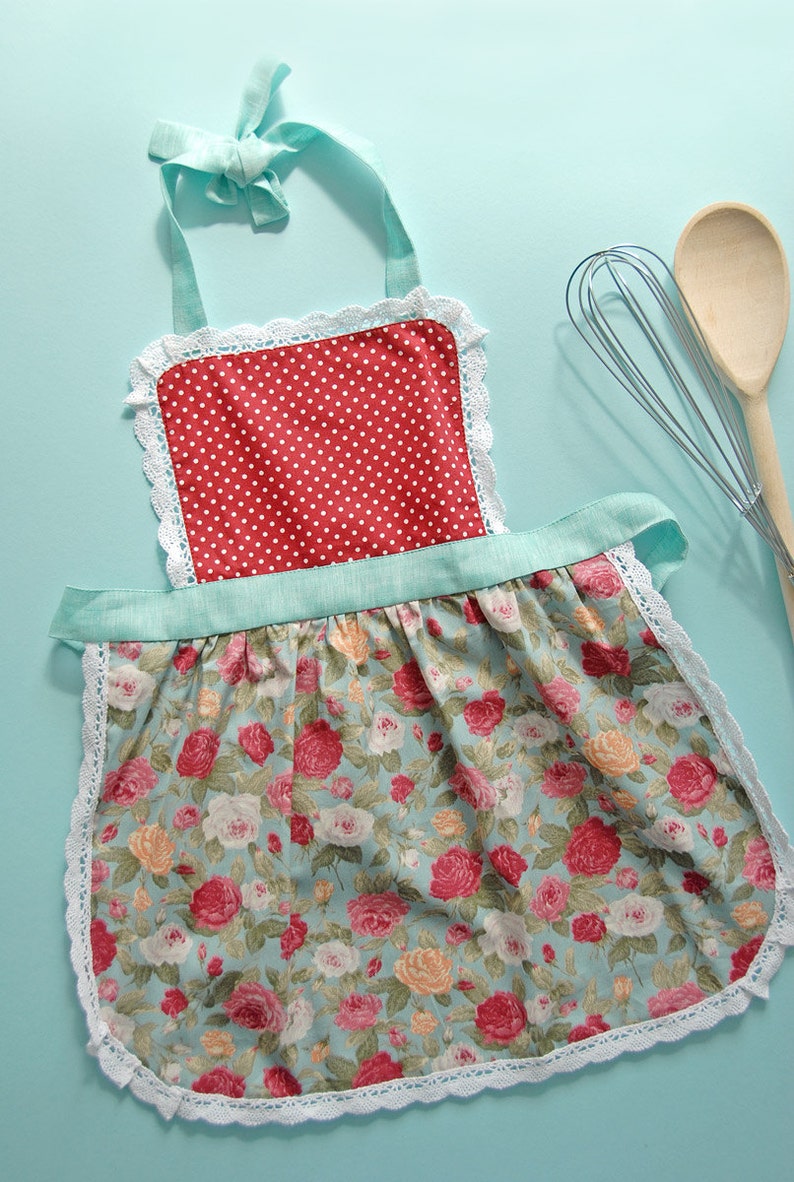 Kids Aprons, Childrens Aprons, Cake Smash Apron, Toddler Pinny, Childs Apron, Polka Dot Floral Childrens Baby Apron, Mother Daughter Aprons 