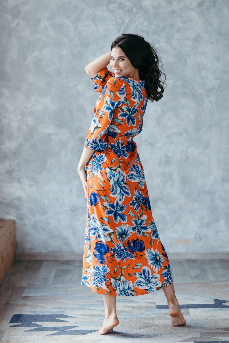 Long Robe Long Kimono Long Dressing Gown Summer Robe Long Etsy