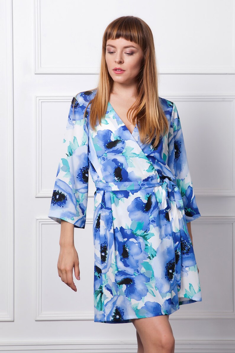 Dressing Gown Long Robe Floral Robe Bridal Party Robe Long Etsy