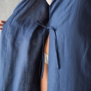 Linen Robe for Women Natural Linen Dressing Gown Bathrobe Coastal Blue
