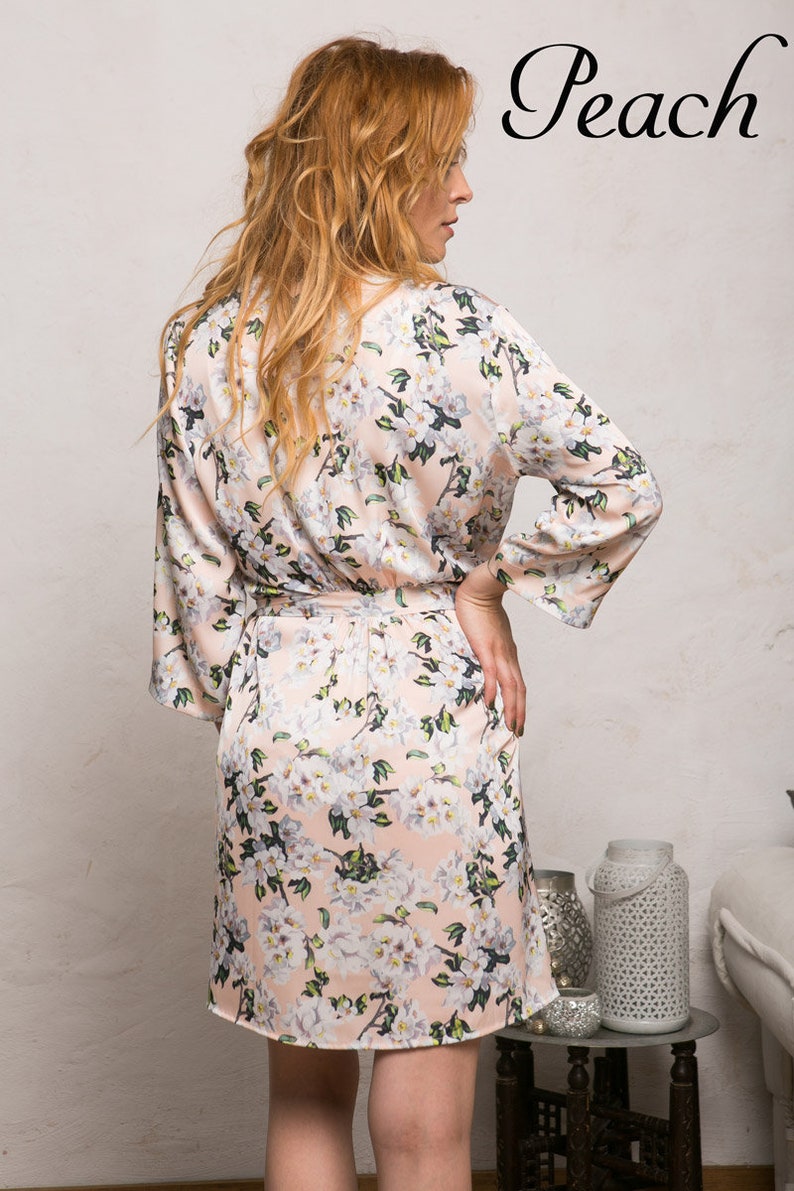 Long Robe Floral Robes Short Robe Long Kimono Satin Etsy