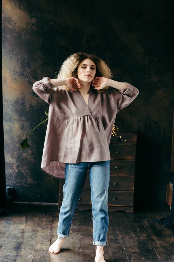 Loose Linen Shirt Linen Tunic White 
