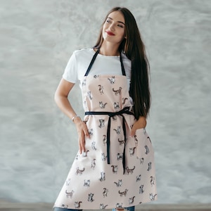 Cute Aprons, Matching Aprons, Personalized Aprons, Cat Person Gift, Dog Lover Gift, Cat Print Apron, Dog Print Apron, Kids Aprons