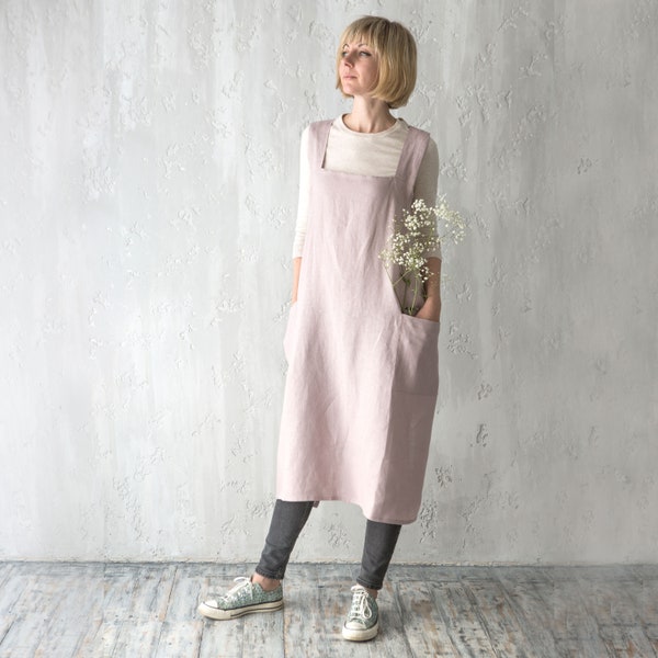 Pinafore Apron, Apron for Women, Linen Pinafore, Linen Smock, Linen Apron, Kids Pinafore, Apron Dress, Mother Daughter Apron, Japanese Apron