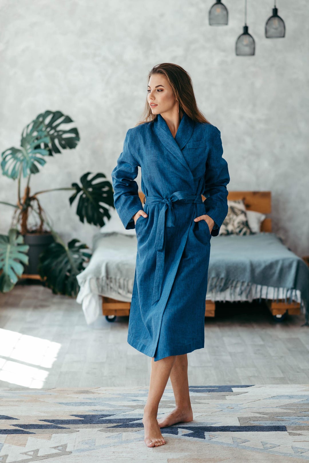 Resting Woman Robe Women’s Linen Robe | Natural Dressing Gown for Women, Bathrobe Gift for ...