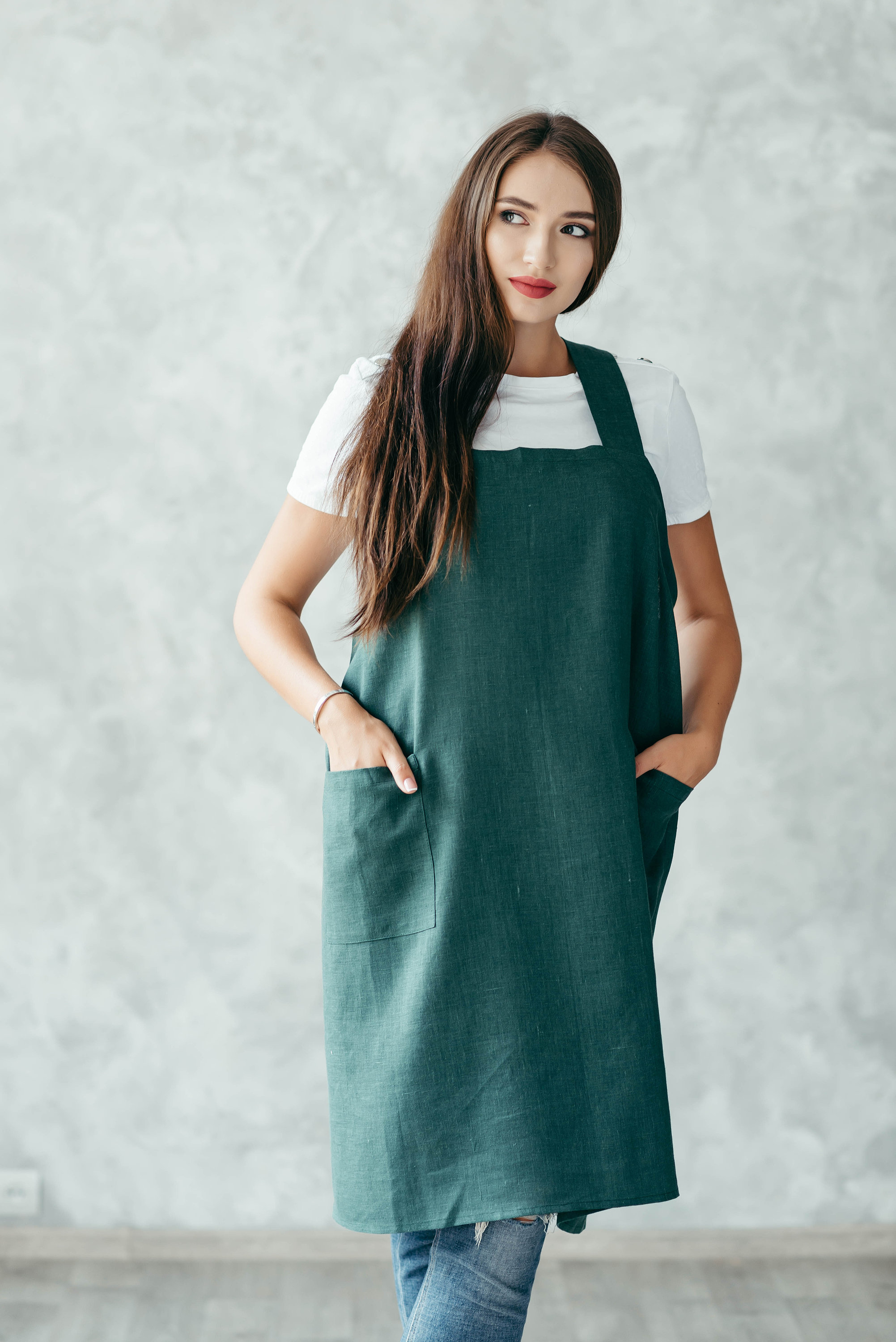 Tablier Pinafore - Tabliers Enfants Tablier en Lin Linge de Cuisine Cadeau Pour Artiste Correspondan