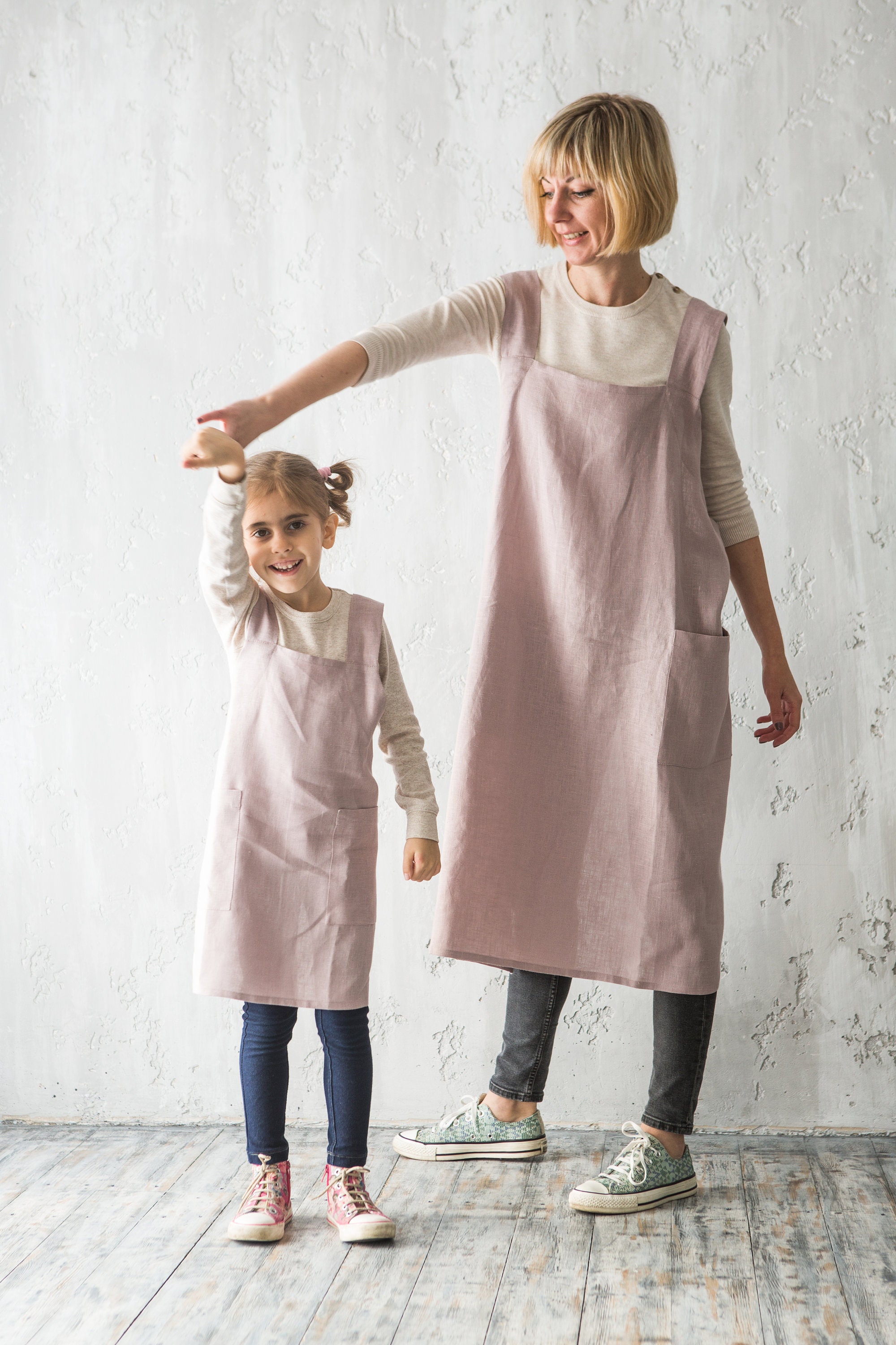 Tabliers de Mère et Fille, Tablier Pinafore, Linge, d'enfants, Smock Pinafore Cadeau Japonais