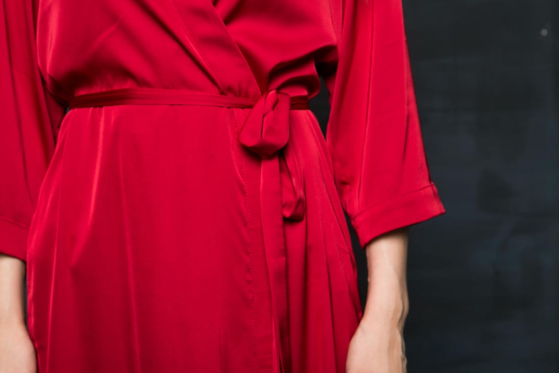 Red Robe Red Dressing Gown Red Satin Robe Red Bridesmaid Etsy