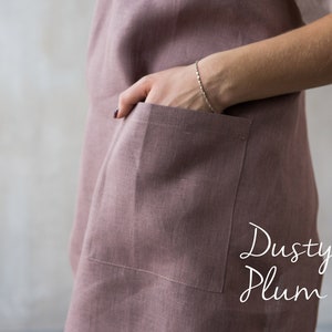 Pure Linen Pinafore Apron No Ties Apron Linen Smock Linen Apron Japanese Apron Cross Back Apron Artist Apron Pottery Apron image 7