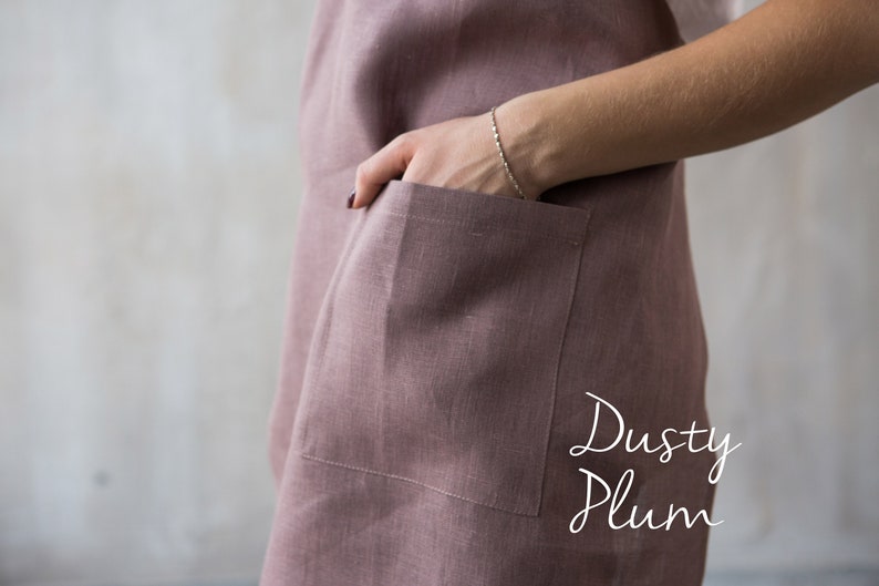 Pure Linen Pinafore Apron No Ties Apron Linen Smock Linen Apron Japanese Apron Cross Back Apron Artist Apron Pottery Apron image 7