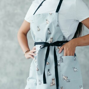 Cupcake Apron Kids Aprons Matching Aprons Mother Daughter Aprons Cute Aprons Toddler Apron Christmas Gifts for Girls Blue-Grey Dogs