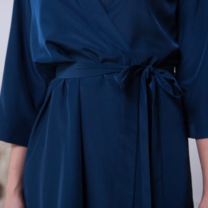 Navy Satin Robes Blue Bridesmaid Robes Navy Satin Bridal - Etsy