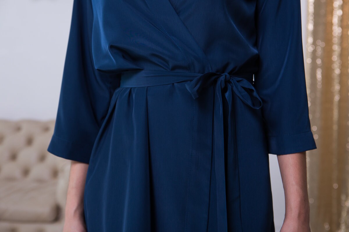 Navy Satin Robes - Blue Bridesmaid Robes - Bridal Party Robes - Navy ...
