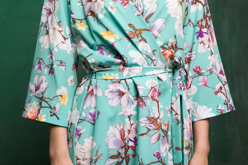 Floral Bridal Robe Kimono Dressing Gown Pink Bridal Robe | Etsy