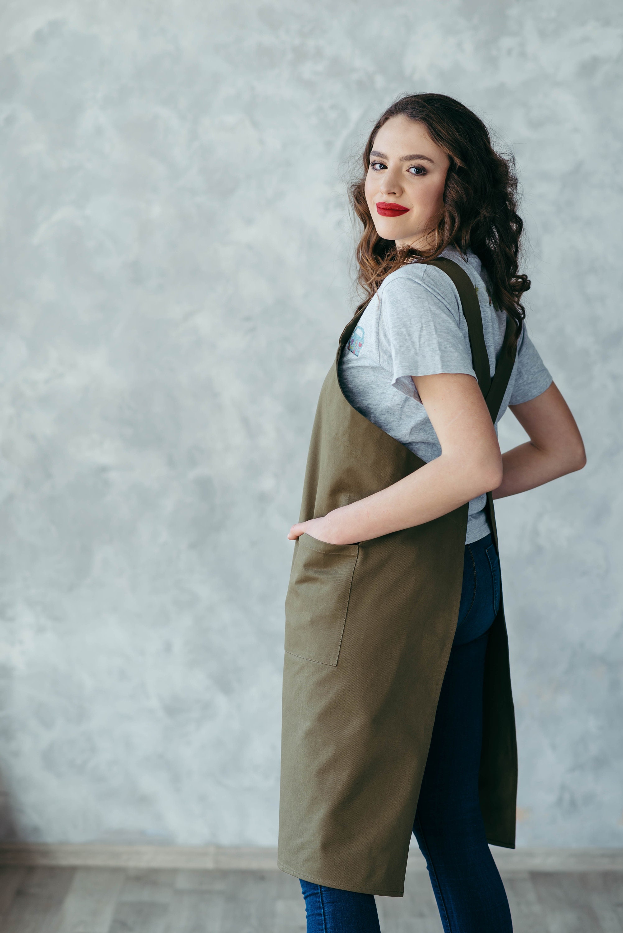 Smony Cooking Florist Chef Overalls Bib Garden Work Pinafore Dress British Rural Style Vintage 8-16 Women's Casual Striped Sleeveless Loose Aprons 