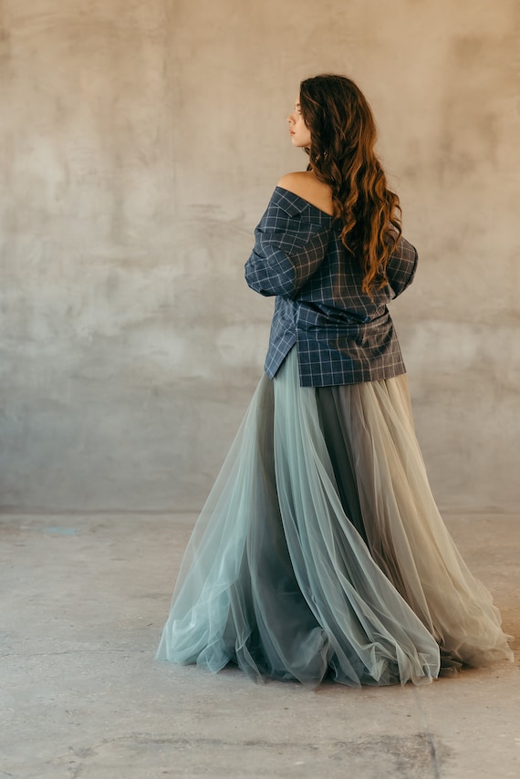 WDPL Women’s Long Maxi Tulle Skirt – 4-Layer Tulle With Liner, Teal, Medium (43" Length), For Weddings, Parties & Special Occasions