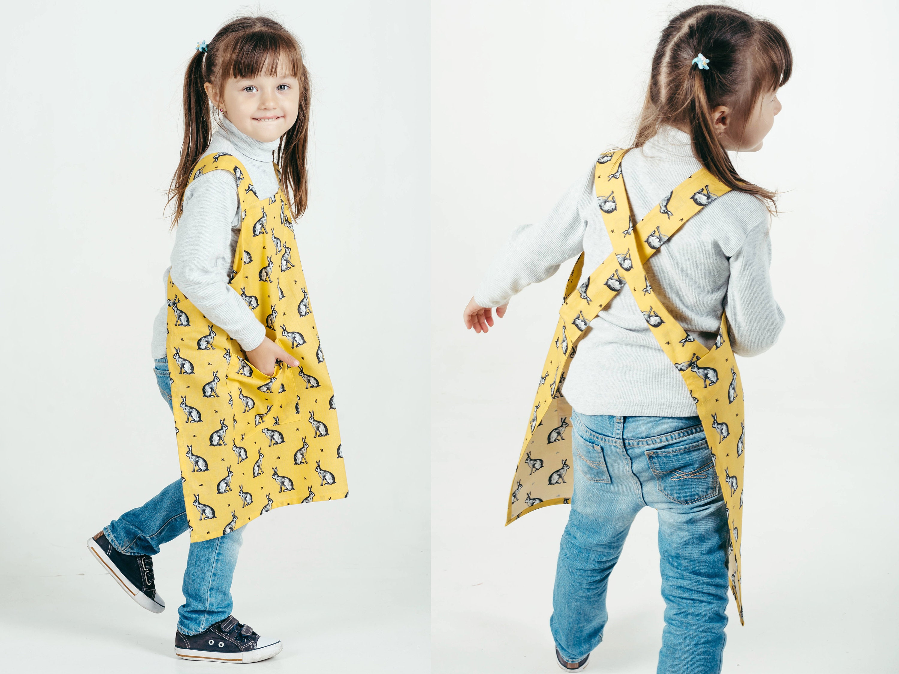 Tablier Pinafore, Tablier Pour Enfants, Tout-Petits, Pinafore Sans Cravate, Blouse Cadeau Mère Fille