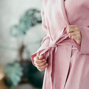 Linen Robe for Women Natural Linen Dressing Gown Bathrobe Antique Rose