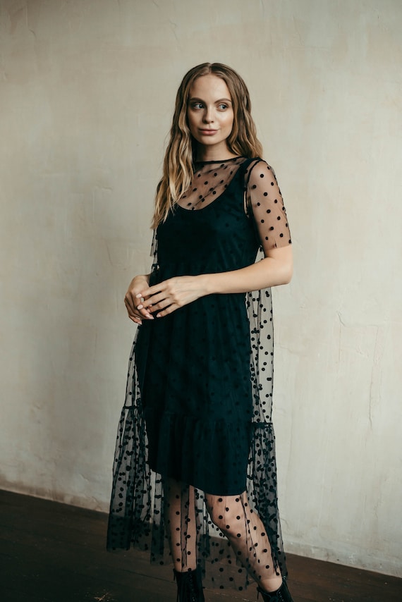 Black sheer festival dress discount