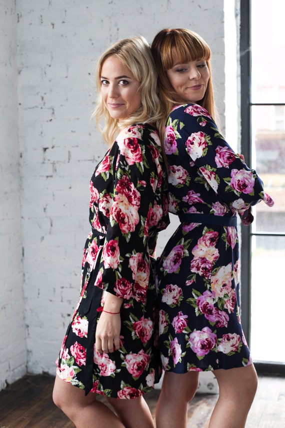 black floral dressing gown