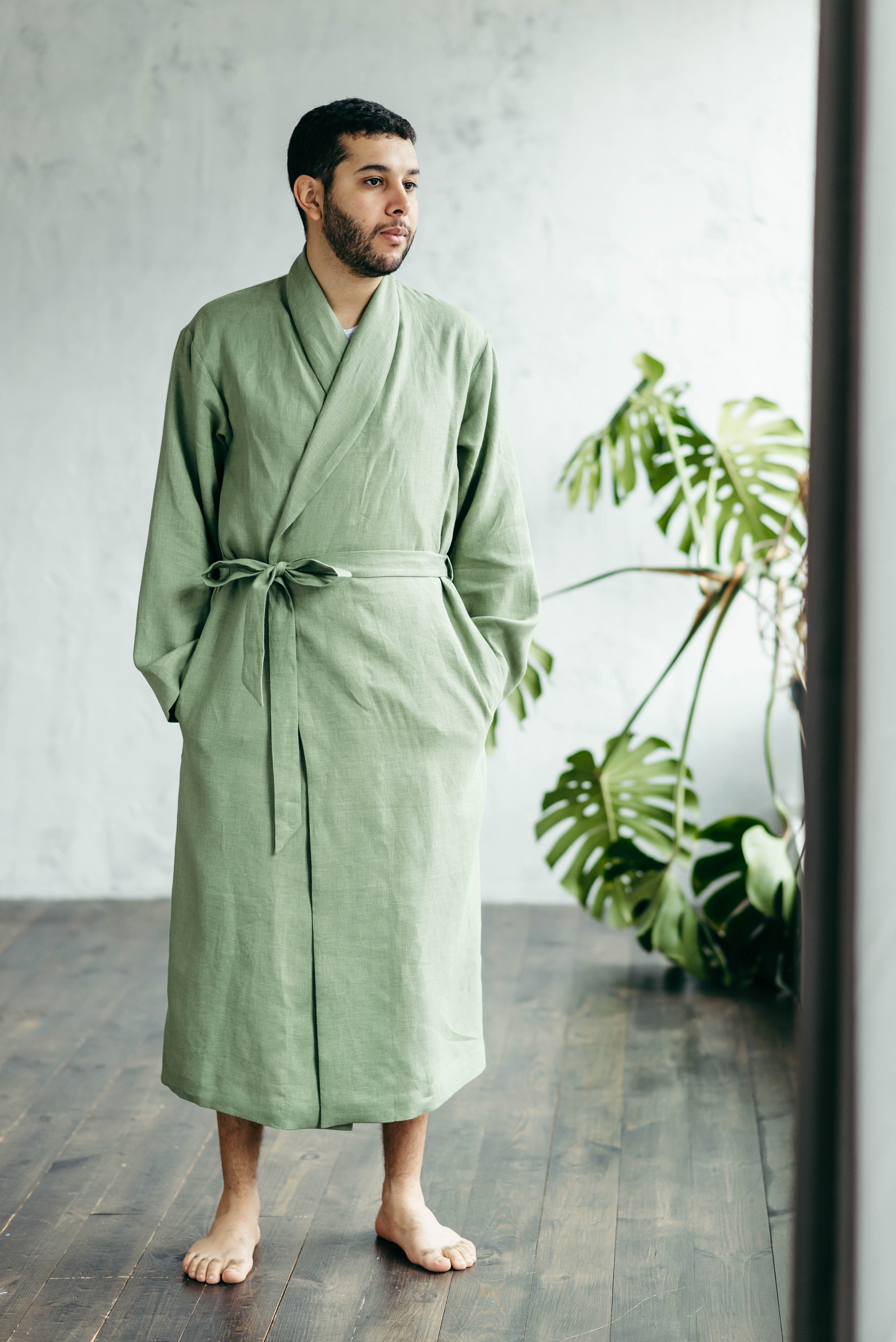 Mens Robe Linen Robe Womens Robe Dressing Gown Bathrobe Etsy