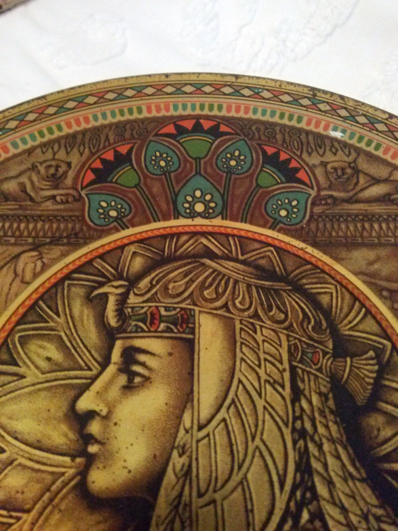 art deco cleopatra tin biscuit tin sunshine fruit cake loose wiles egyptian revival